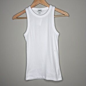 J. Crew Factory High Neck Ribbed Tank Top in White Size Medium NWT